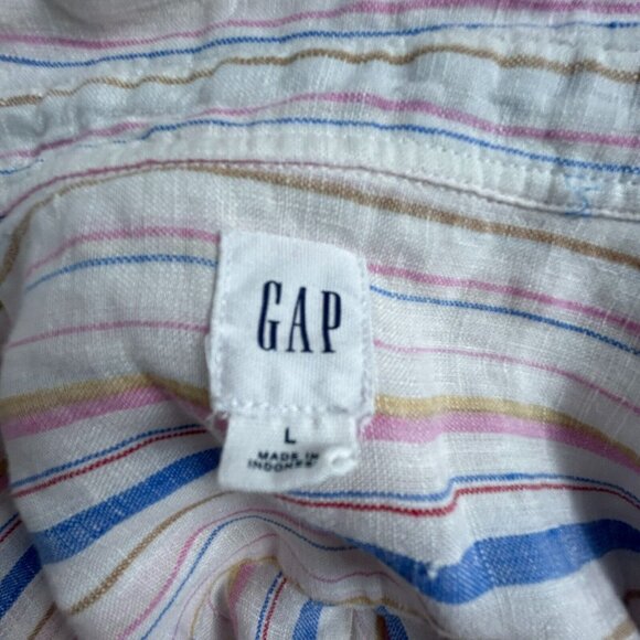 GAP Women's Striped Pattern Long Sleeve Collared Casual Blouse Multicolor Large - Picture 3 of 7